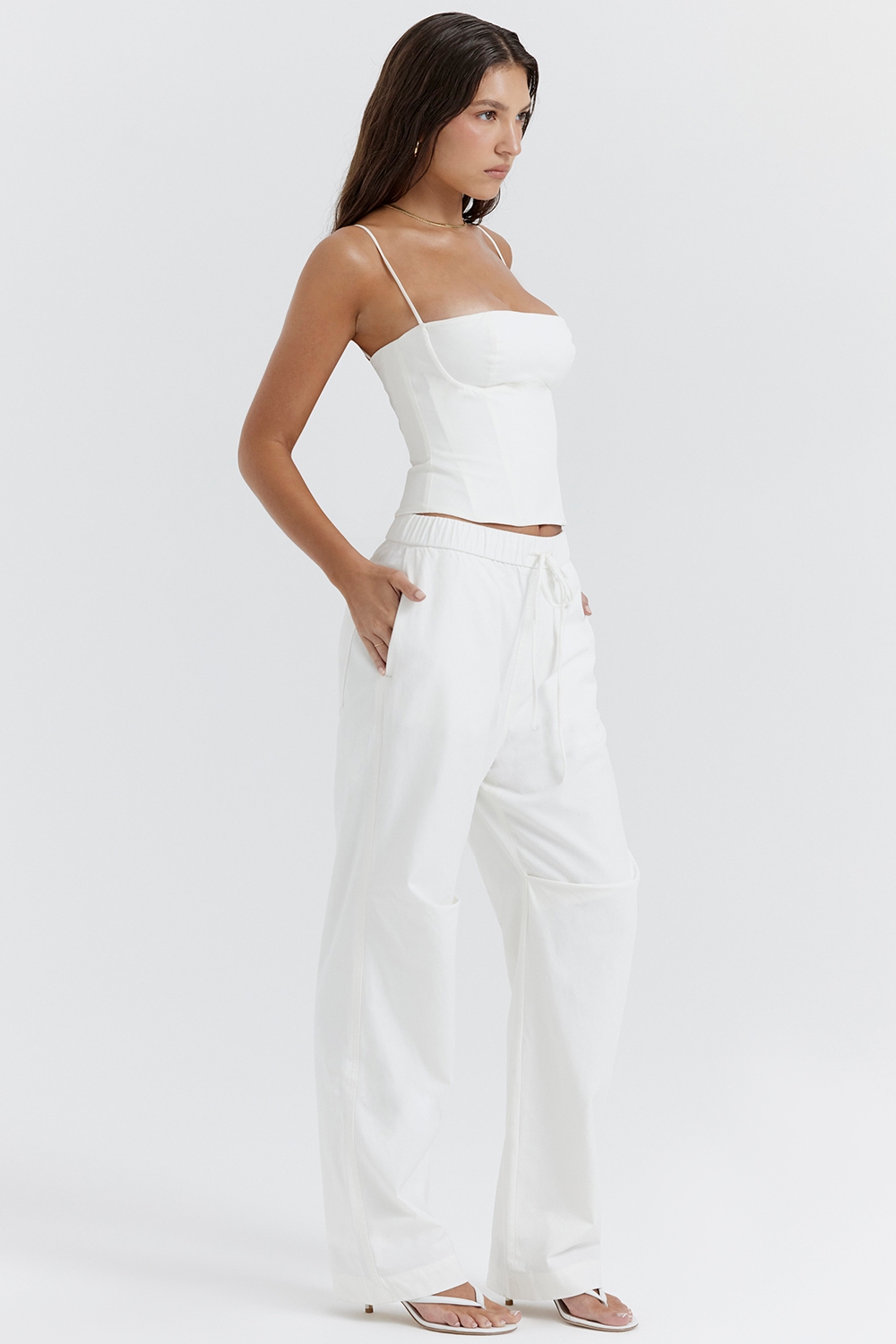 Luna-White Cargo Trousers