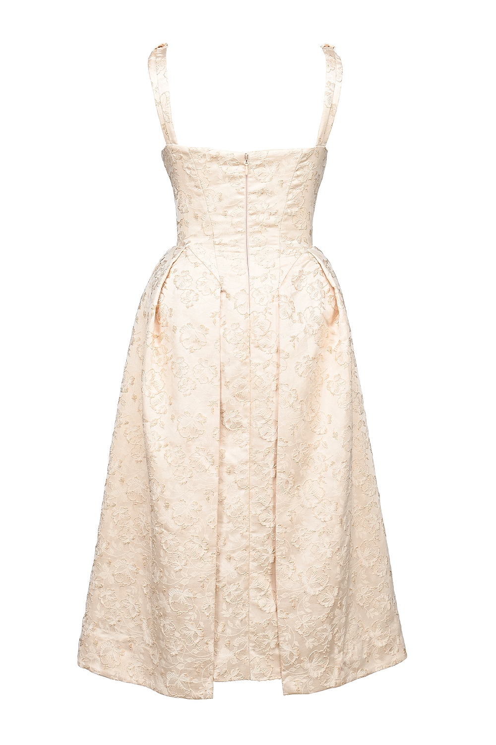Paloma-Ivory Metallic Jacquard Midi Dress - SALE