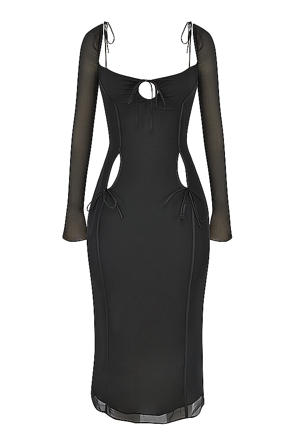 Ophelia-Black Cutout Midi Dress