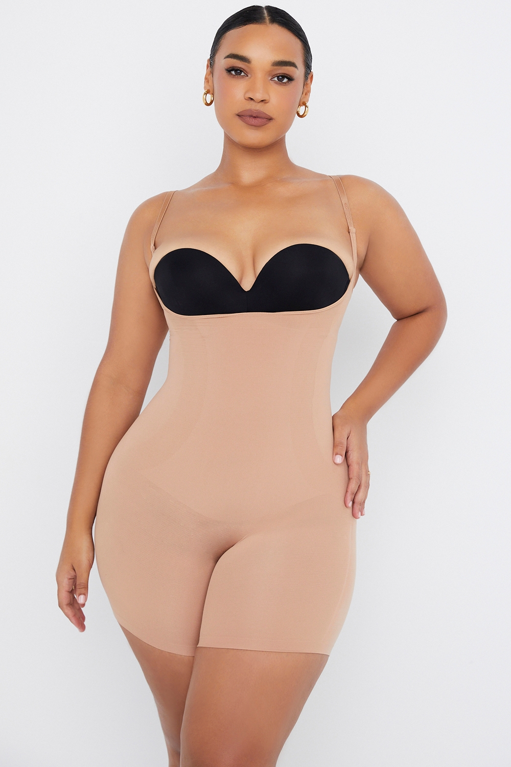 Mid Thigh Sculpting Bodysuit Cafe Au Lait