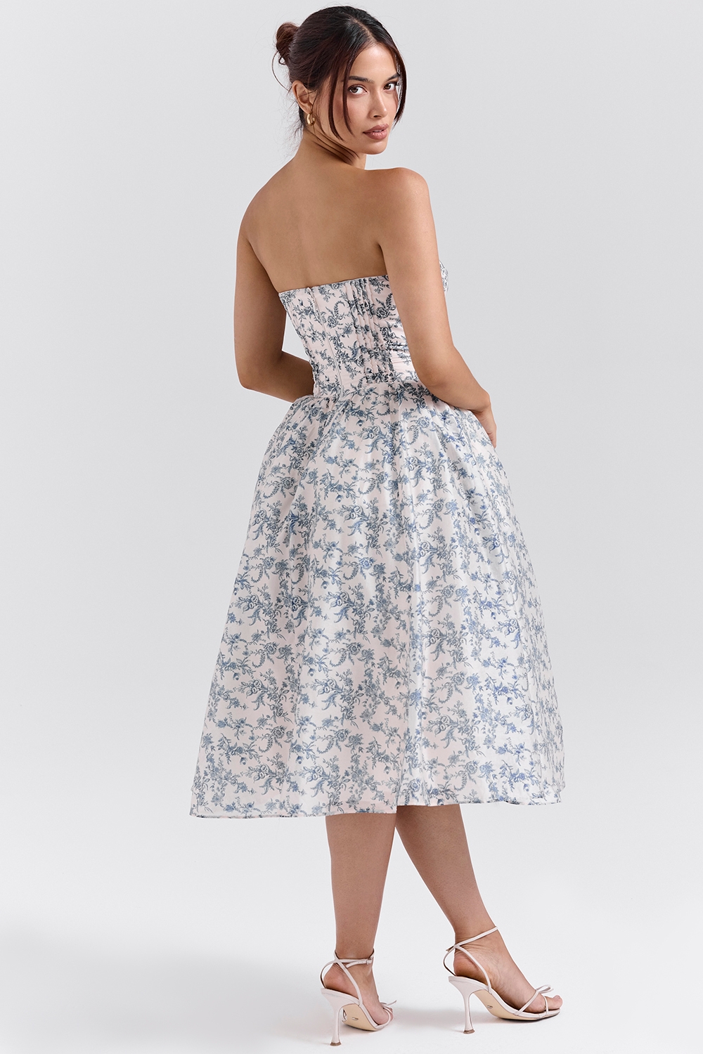 Bennett-English Porcelain Print Strapless Sundress