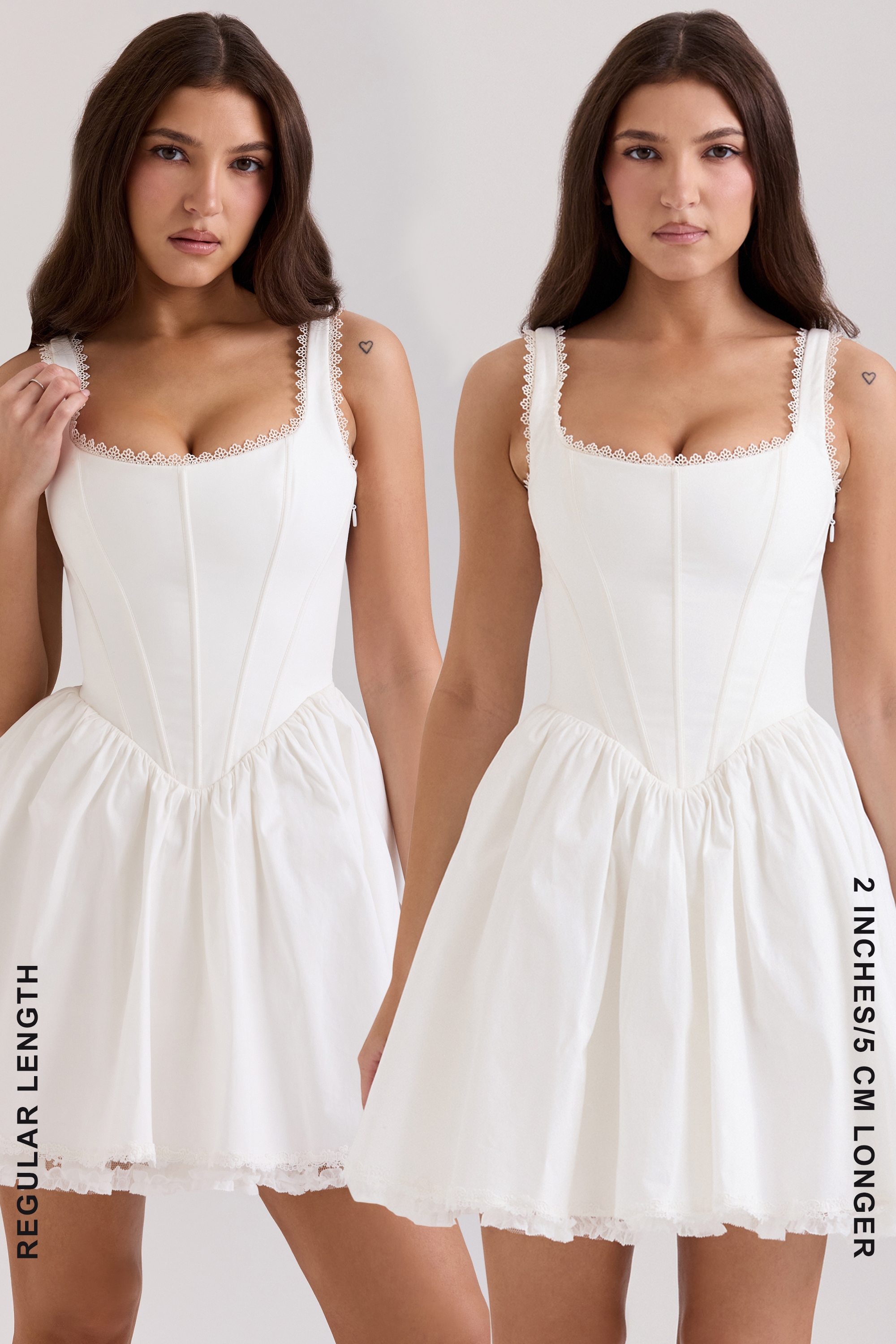 Letitia-White Stretch Cotton Mini Dress