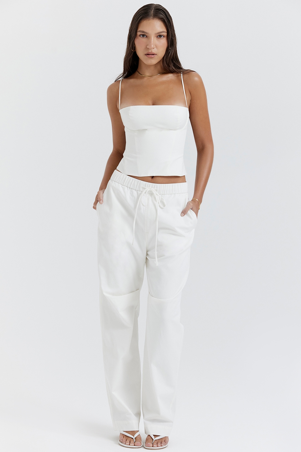 Luna-White Cargo Trousers