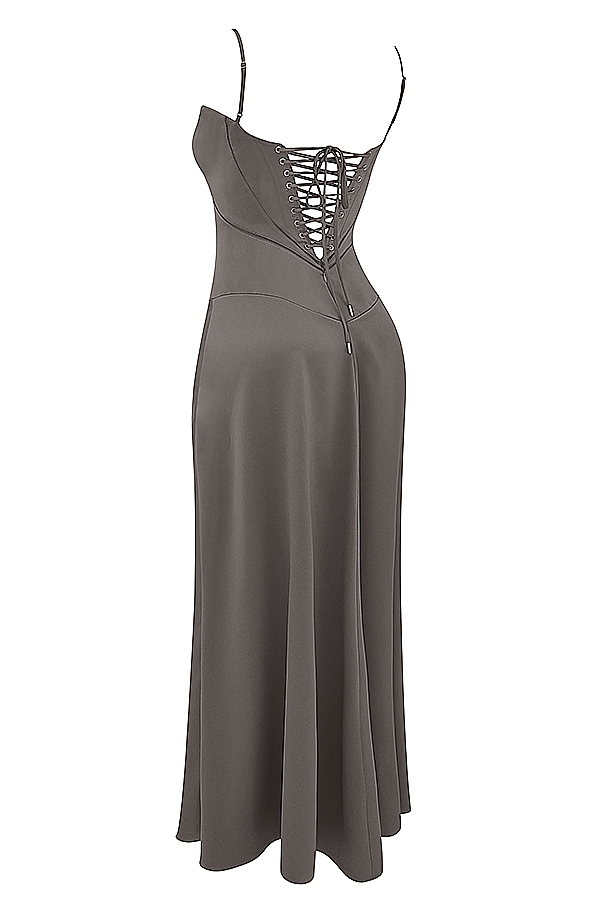 Anabella-Smoke Lace Up Maxi Dress