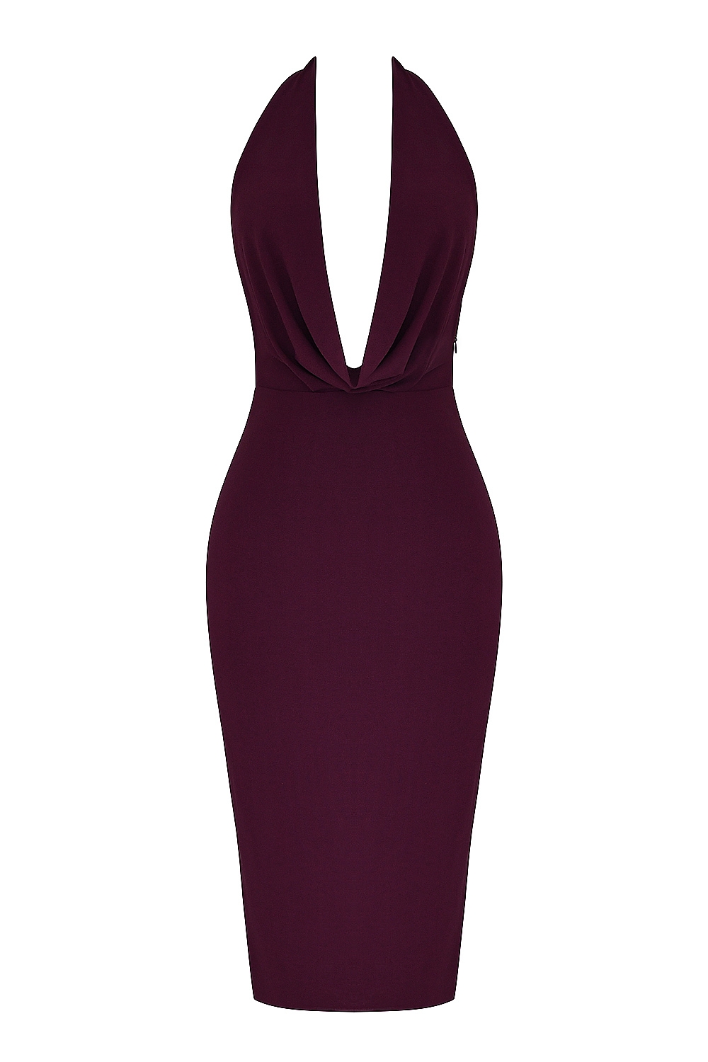 Florentina-Merlot Draped Midi Dress