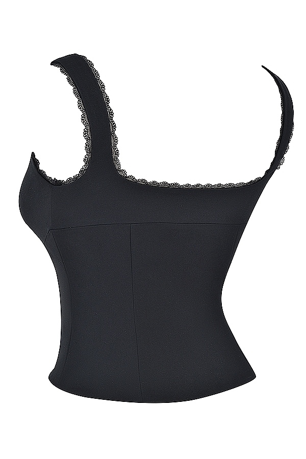 Noura-Black Lace Trim Top