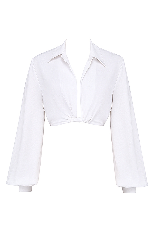 Palmer-White Plunge Blouson Top