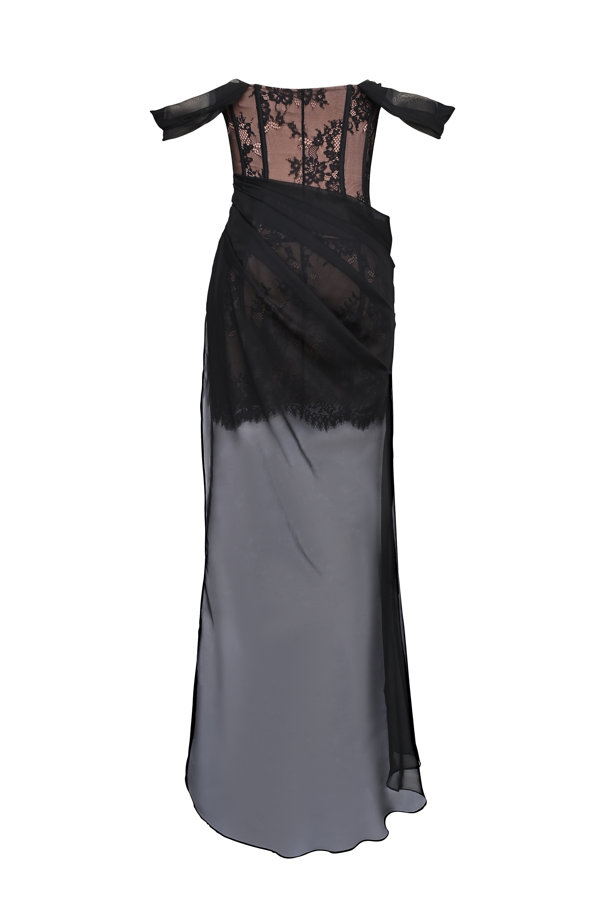 Debut-Black Off Shoulder Lace Maxi Dress