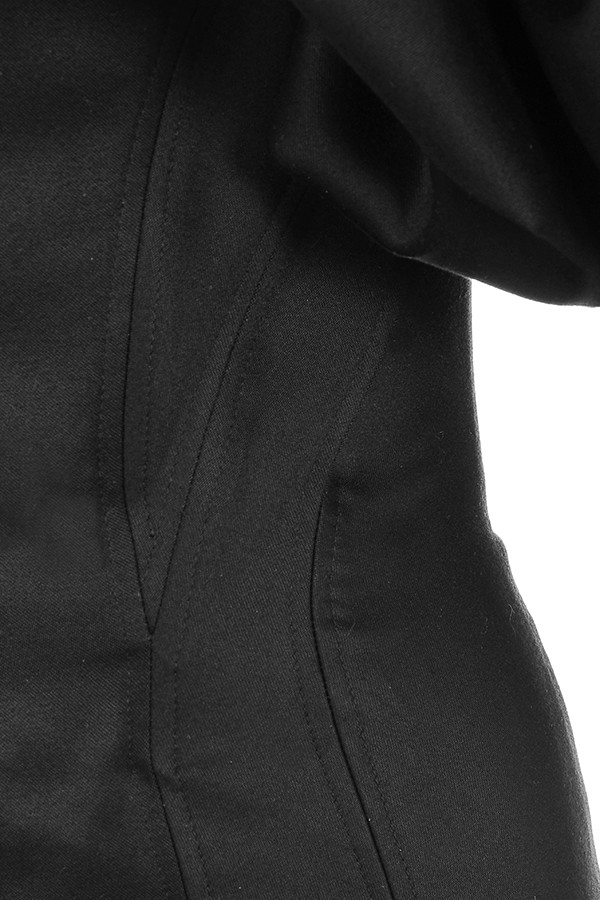 Selena-Black Satin Puff Shoulder Dress