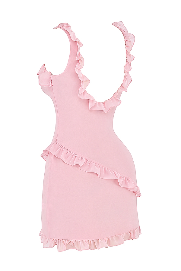 Tania-Pink Quartz Ruffle Mini Dress