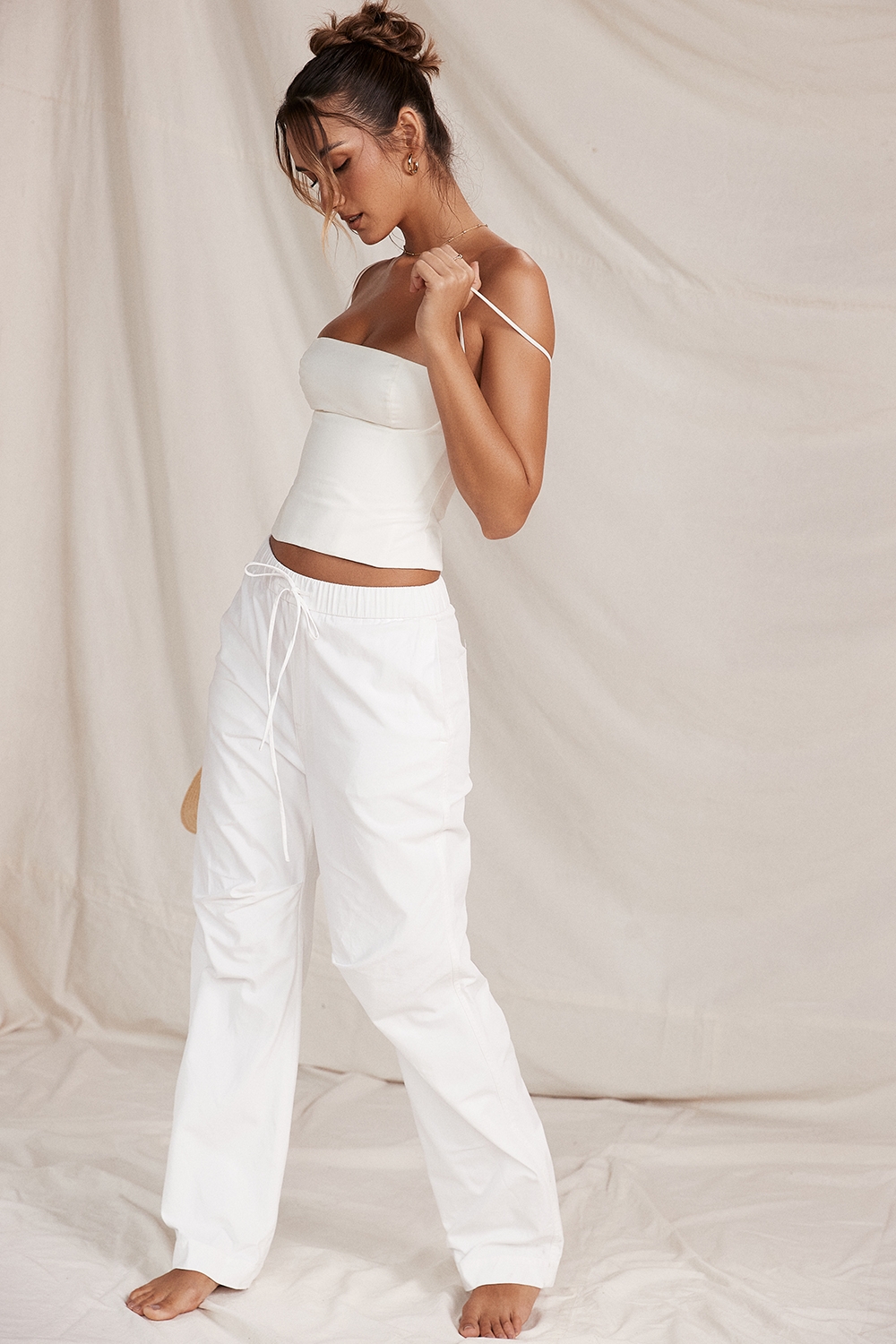 Luna-White Cargo Trousers