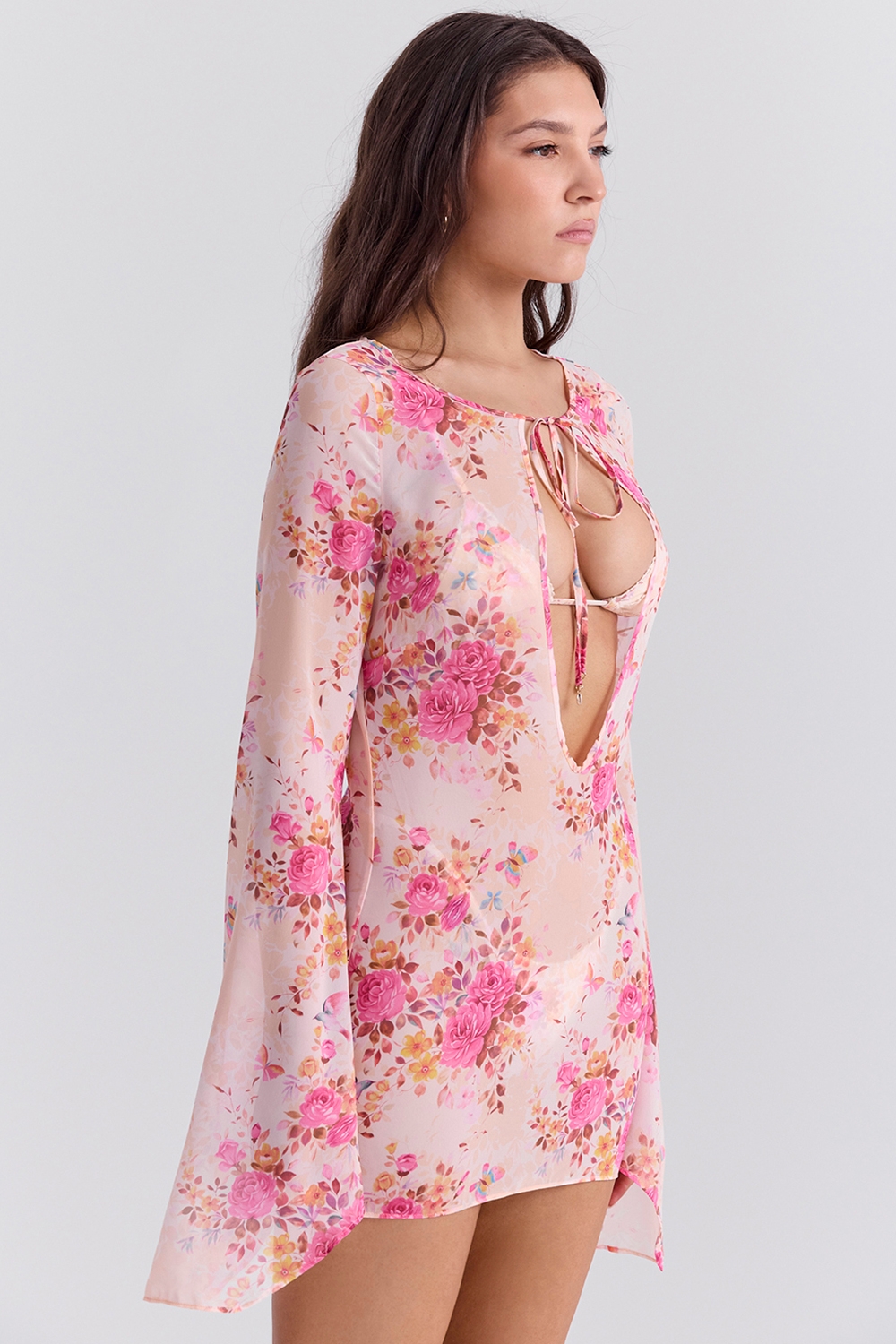 Oceana-Floral Print Beach Cover Up