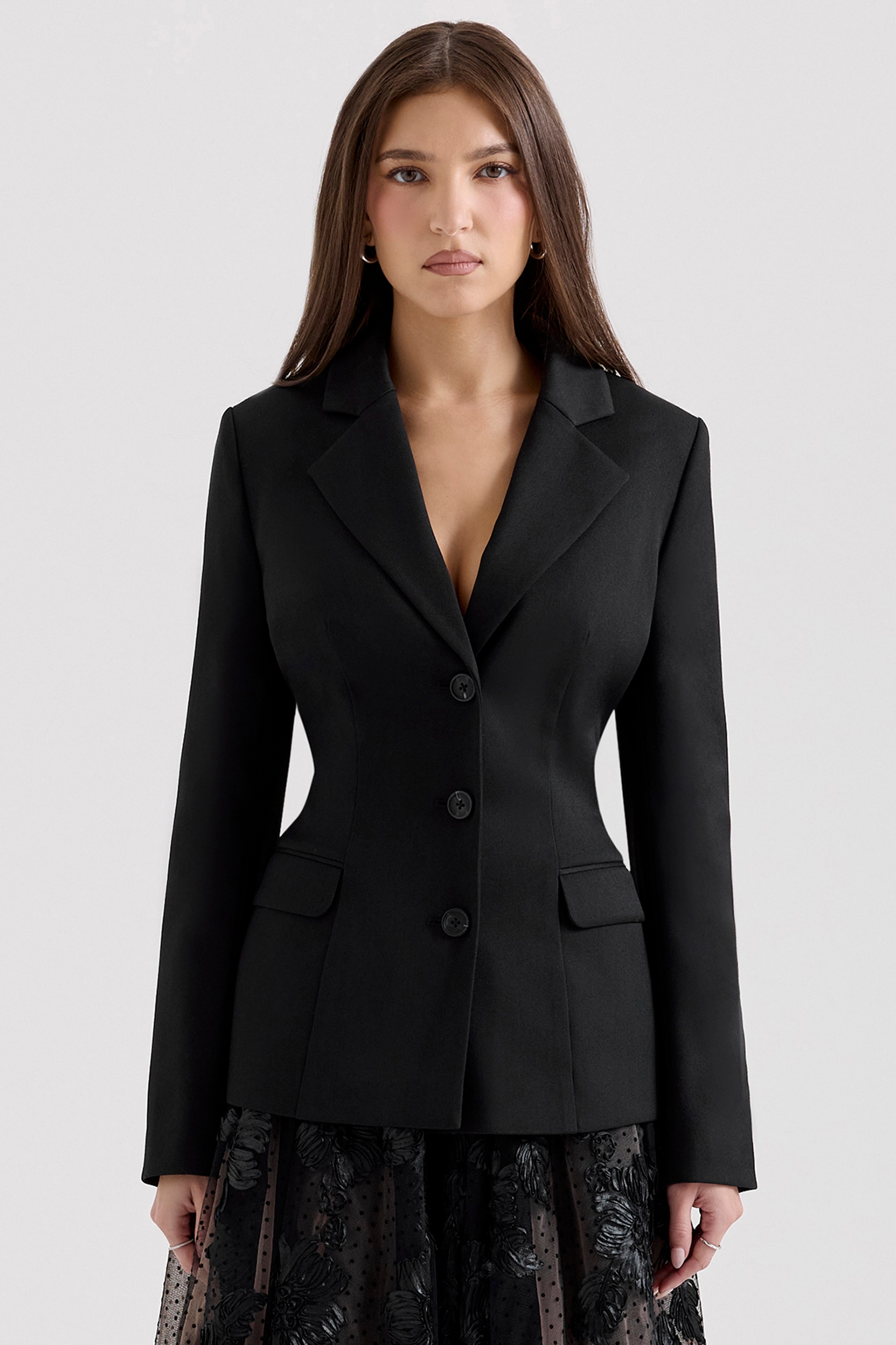 Aviva-Black Tailored Hourglass Jacket