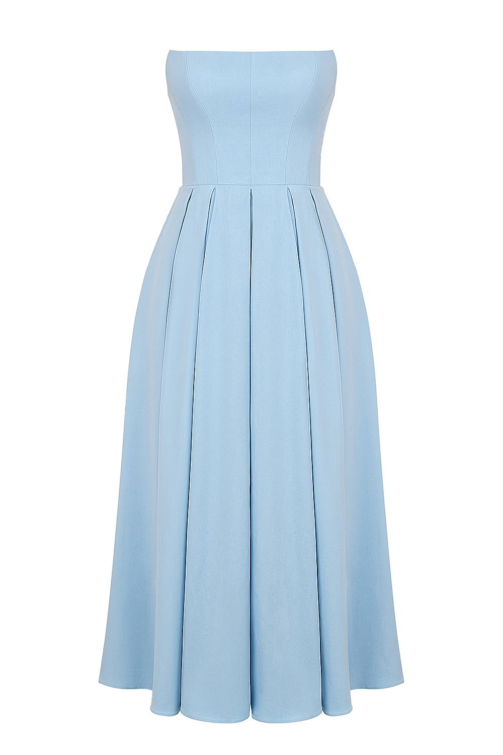 Audrey-Tuscan Blue Strapless Midi Sundress