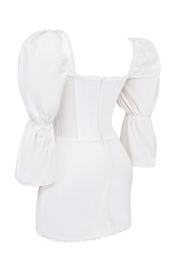 Matilda-White Puff Sleeve Corset Dress