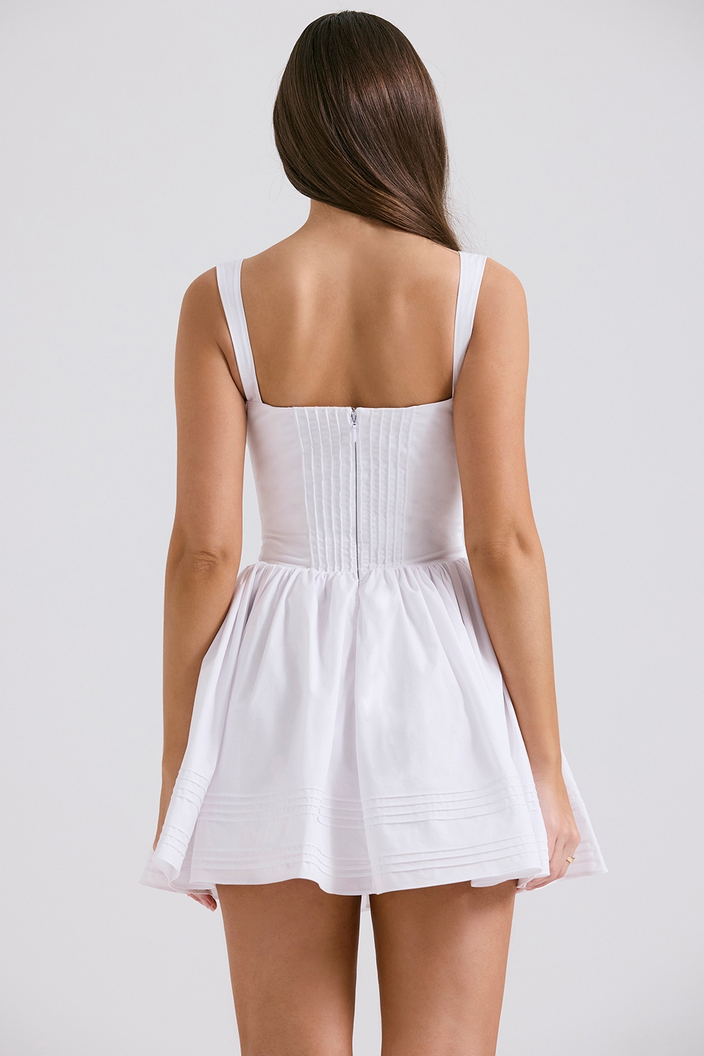 Natassia-White Cotton Mini Dress