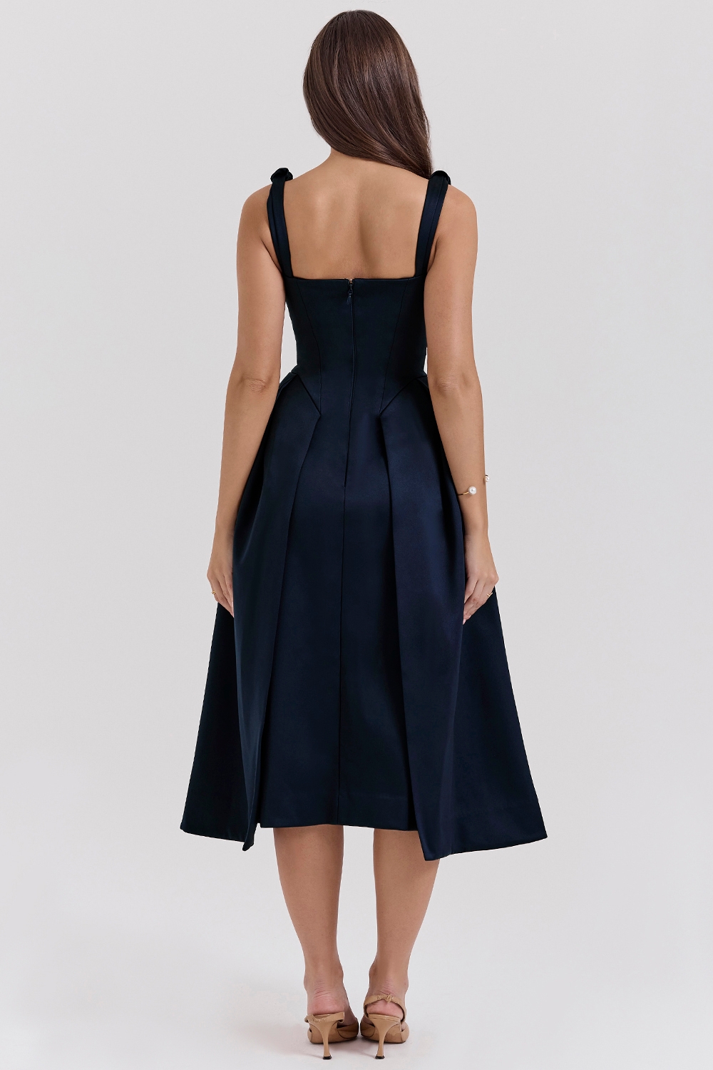 Paloma-Midnight Twist Strap Satin Midi Dress - SALE