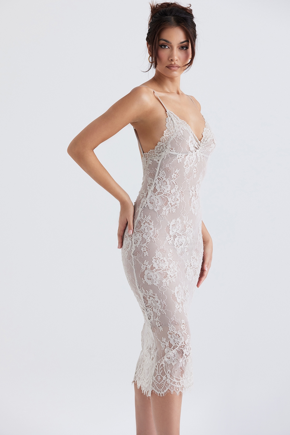 Serelle-Antique Ivory Lace Midi Dress