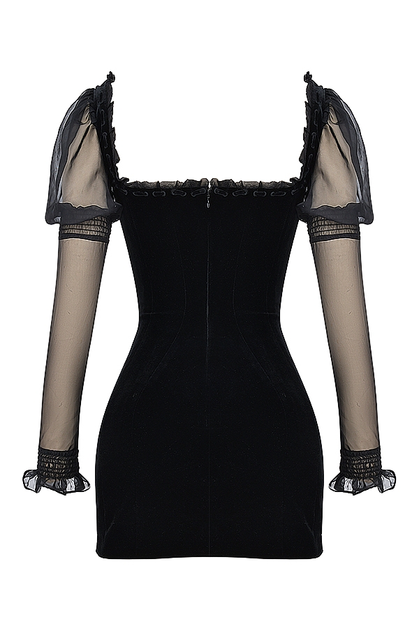 Syana-Black Velvet Mini Dress