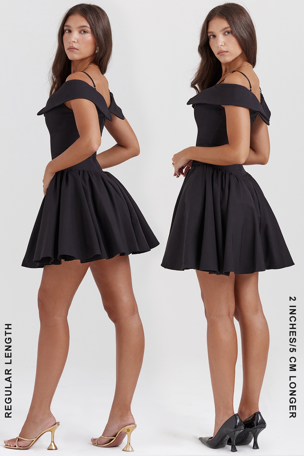 Elida-Black Off Shoulder Mini Dress
