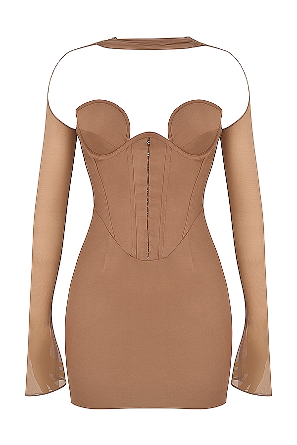 Mayara-Mocha Structured Corset Mini Dress