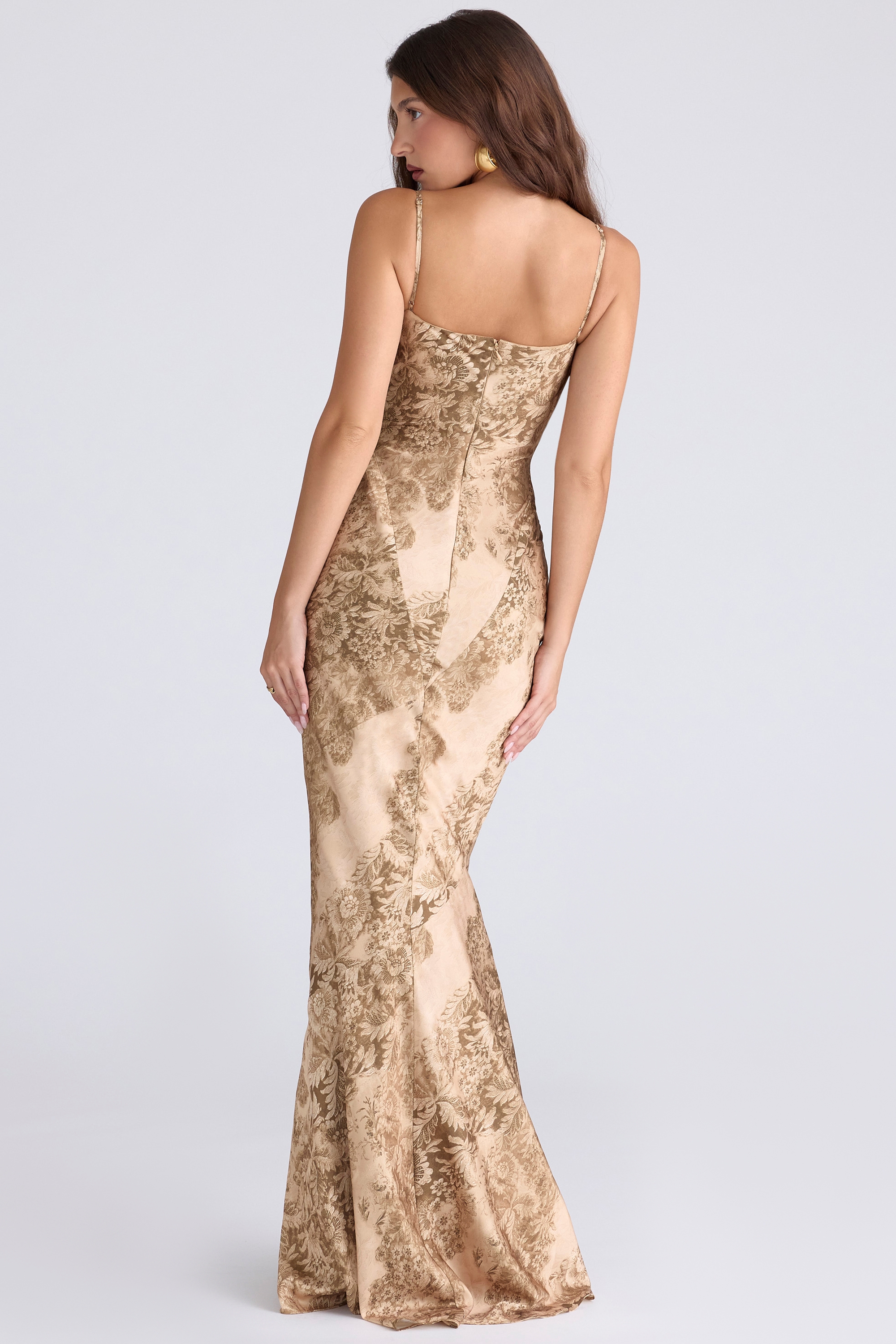 Nalani-Gold Printed Satin Maxi Dress - Limited Edition