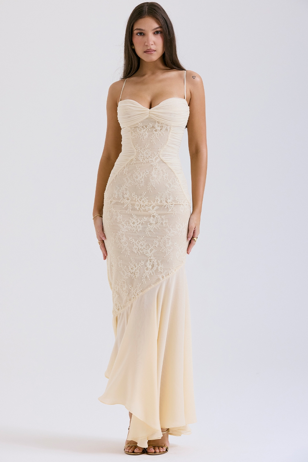 Felicia-Vanilla Chiffon & Lace Gown