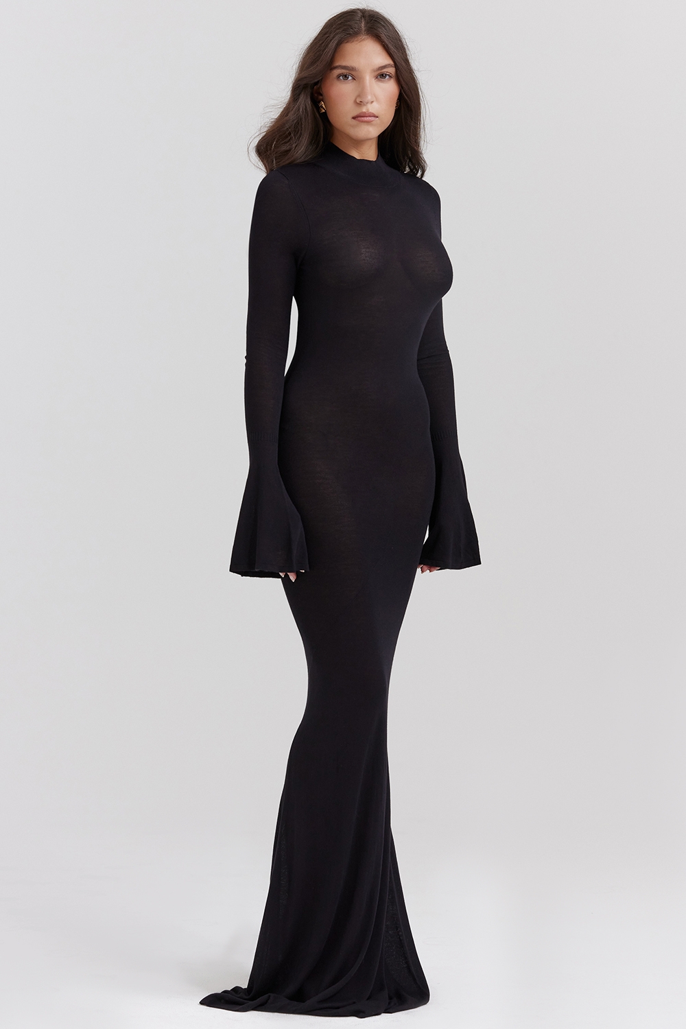 Sancha-Black Knit Maxi Dress