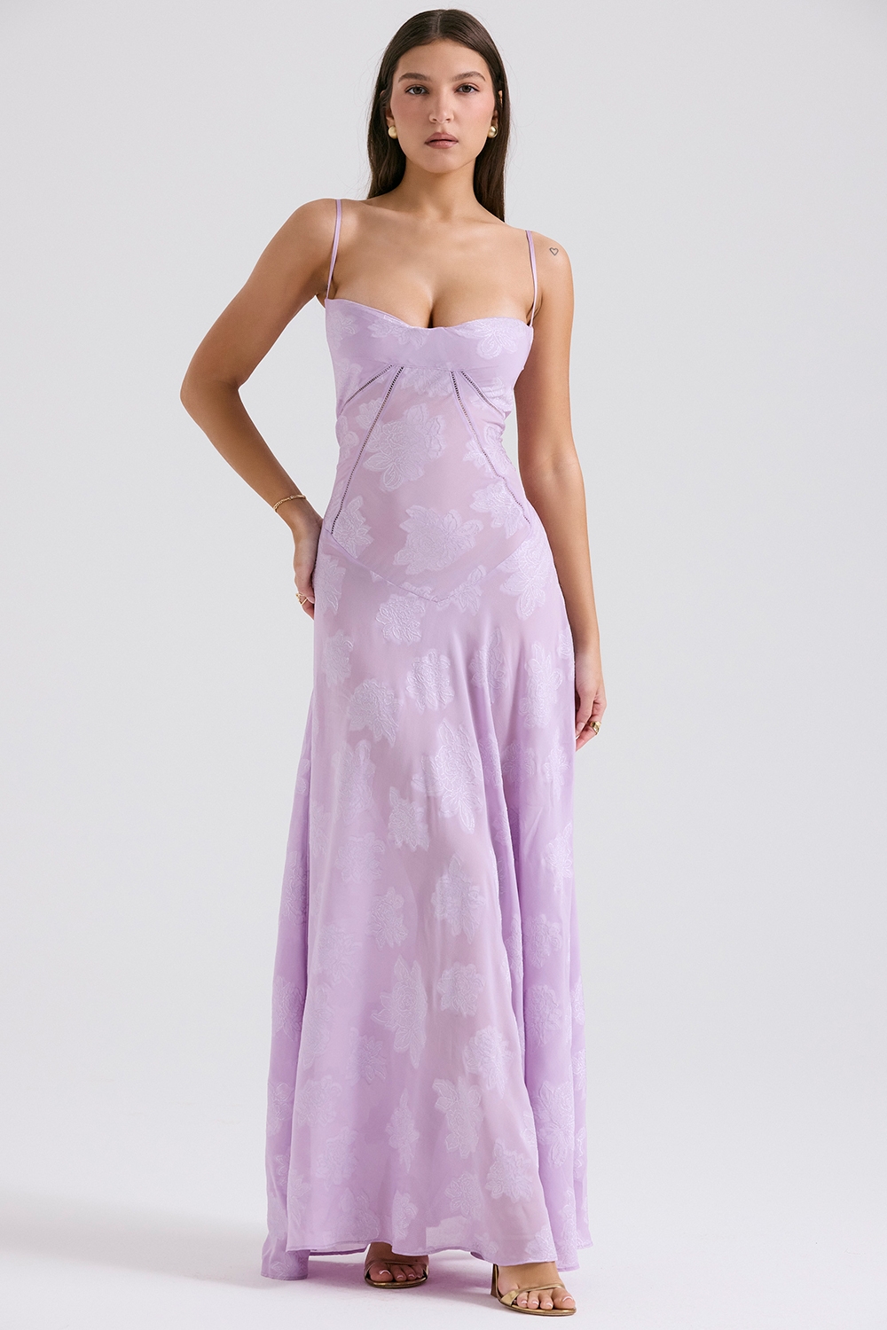 Seren-Orchid Floral Lace Back Maxi Dress
