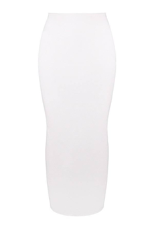 Eden-White Cotton Twill Maxi Skirt