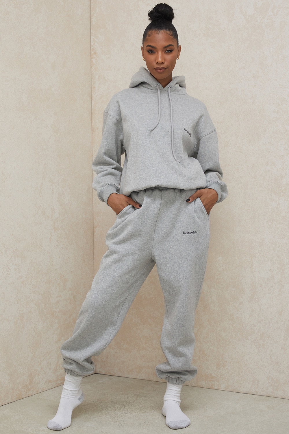 Sky-Grey Fleece Back Jogging Trousers