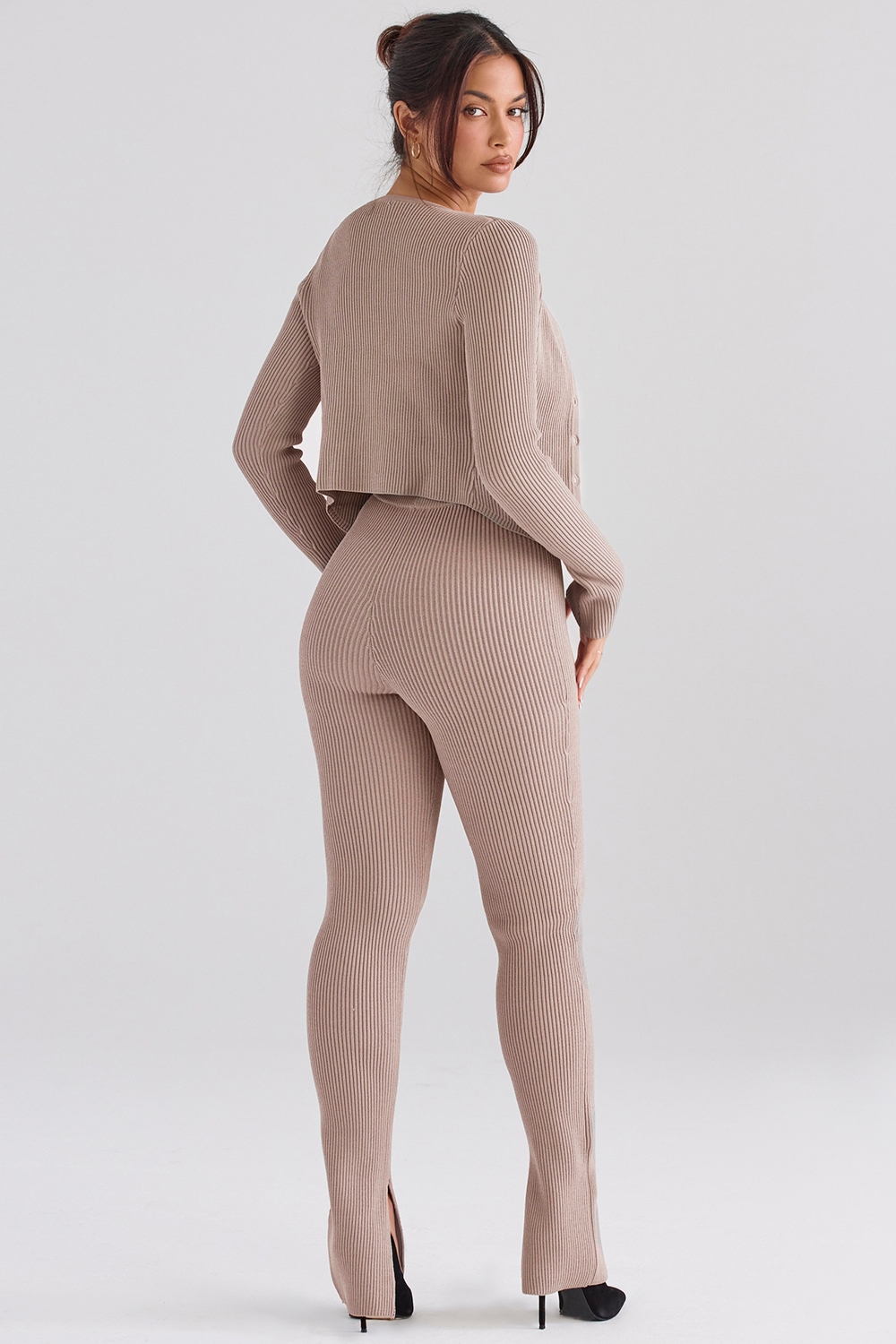 Mitzi-Taupe Ribbed Knit Leggings - SALE