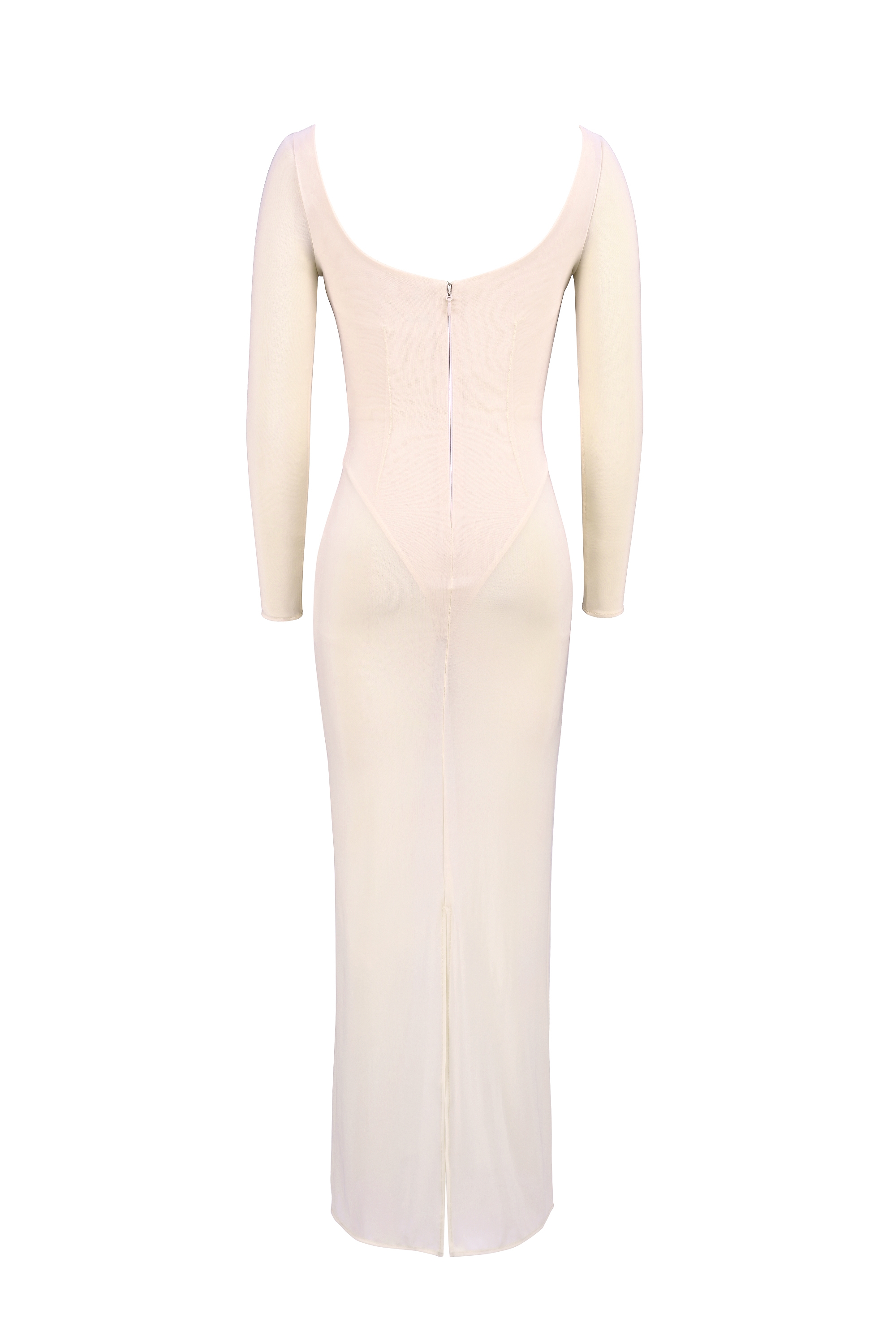 Everly-Blush Mesh Maxi Dress with Bodysuit