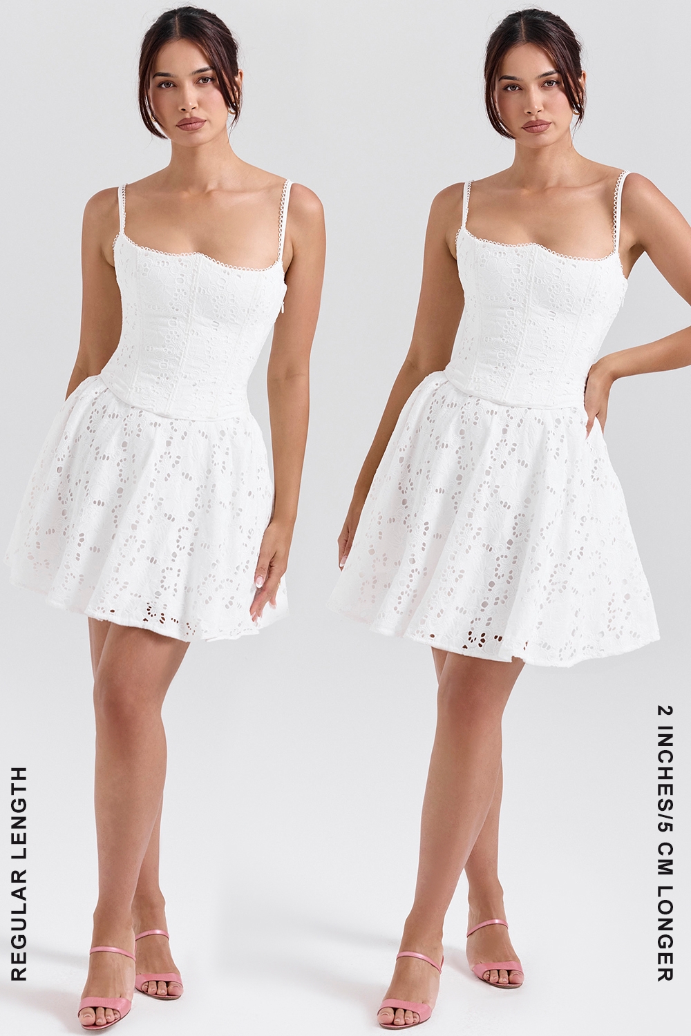 Elara-White Broderie Anglais Mini Dress