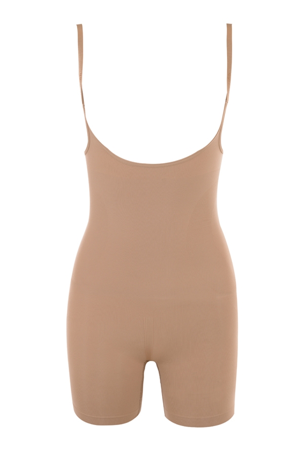 Mid Thigh Sculpting Bodysuit Cafe Au Lait