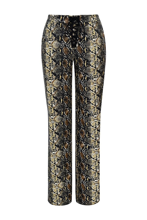 Serina-Snake Print Vegan Leather Trousers