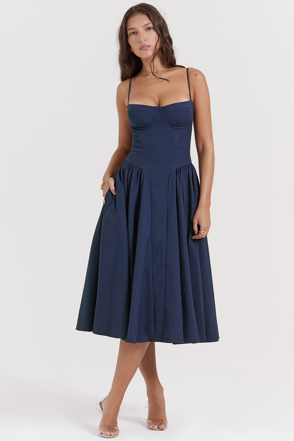 Samaria-French Navy Corset Sundress