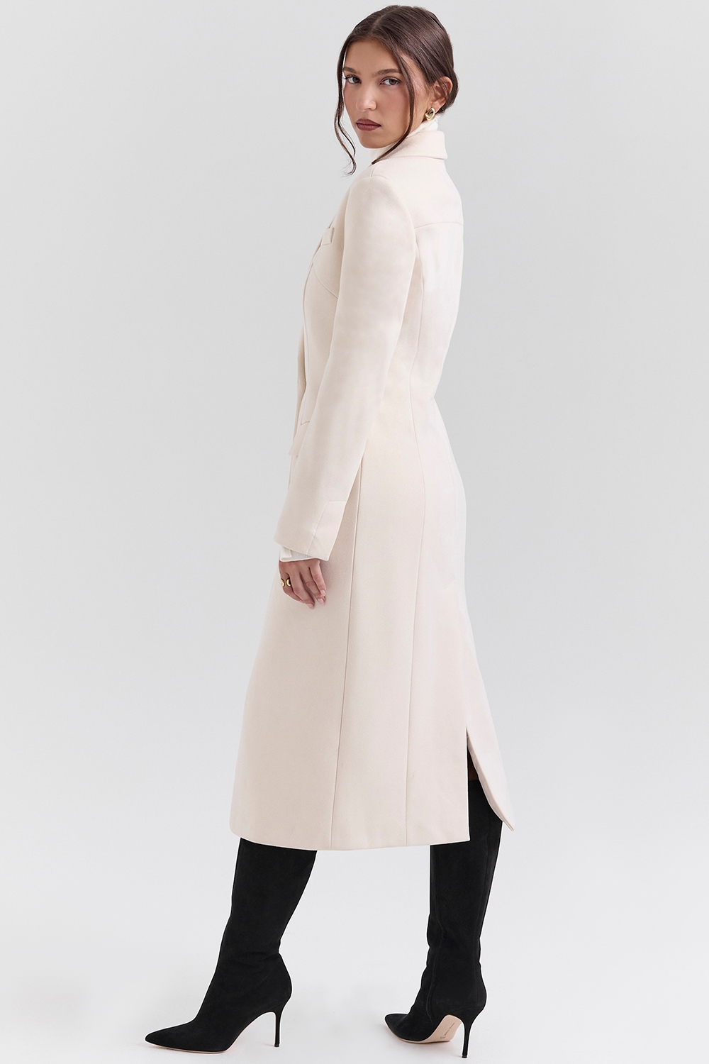 Remi-Ivory Single Breasted Long Coat
