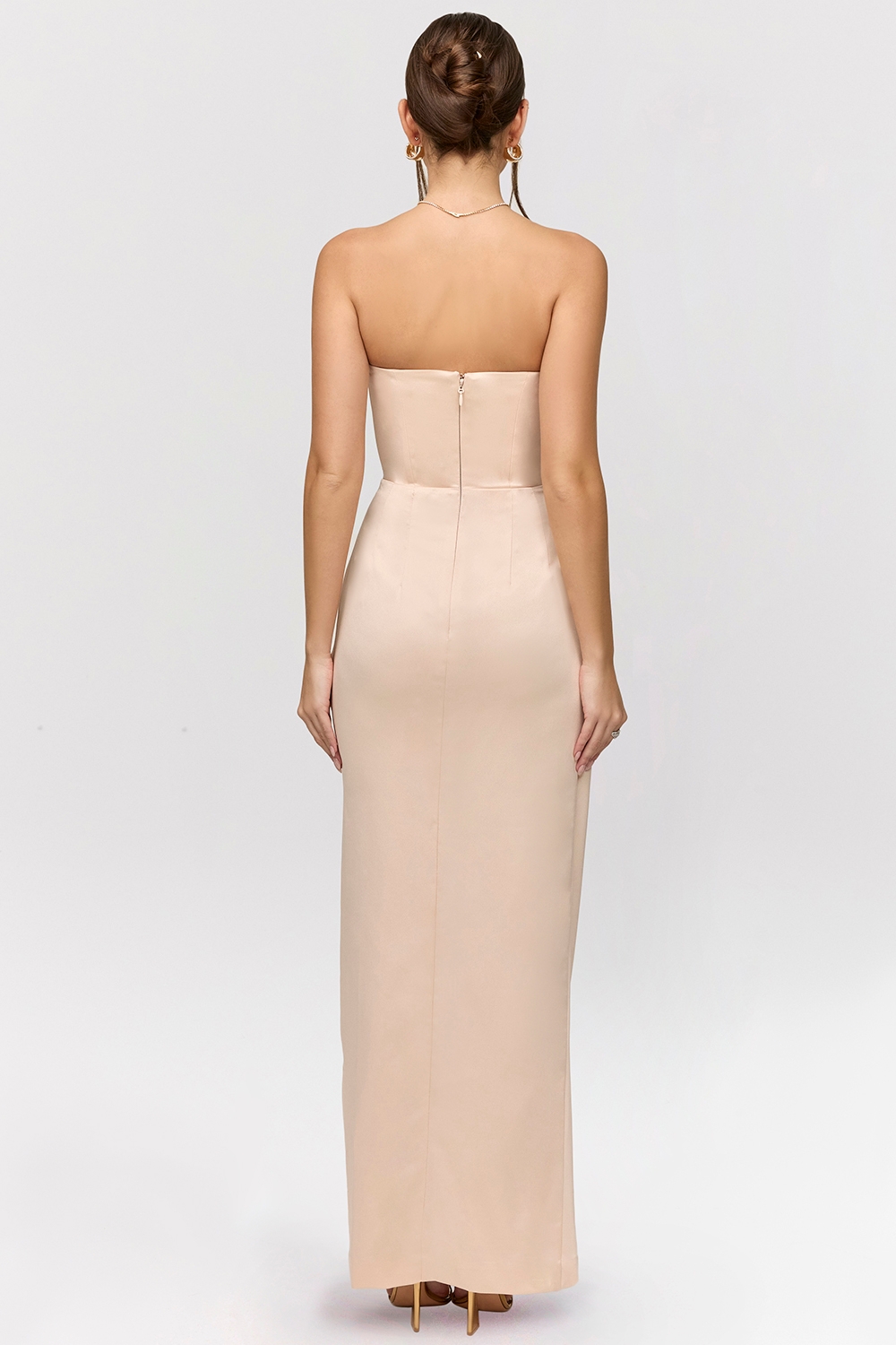 Adrienne-Champagne Satin Strapless Gown