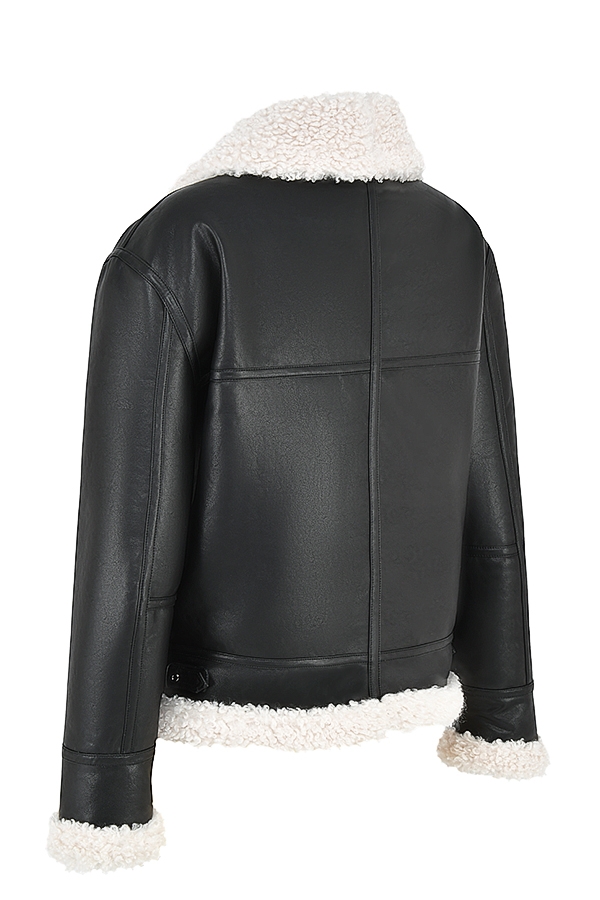 Madden-Black Vegan Shearling Aviator Jacket