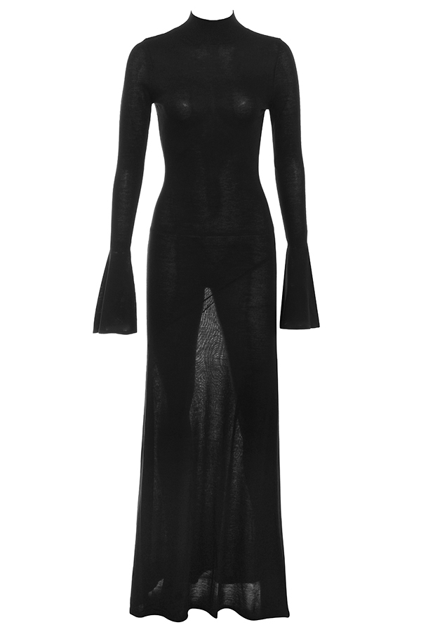 Sancha-Black Knit Maxi Dress