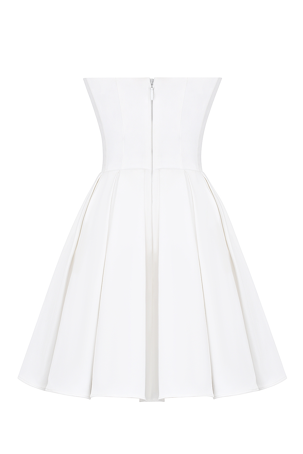 Emmanuela-White Strapless Pleated Mini Dress