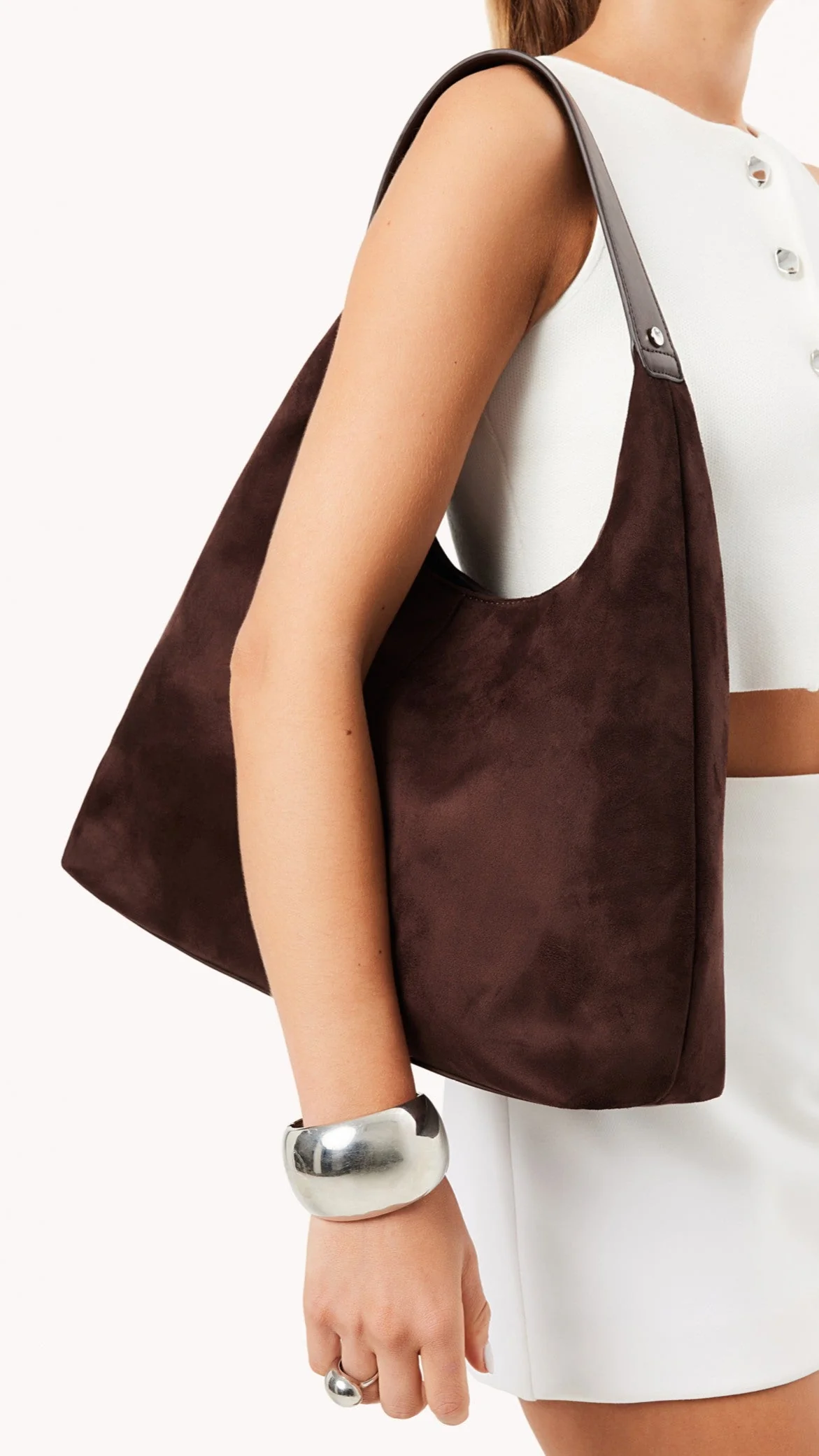 Tammy Shoulder Bag - Chocolate Suede