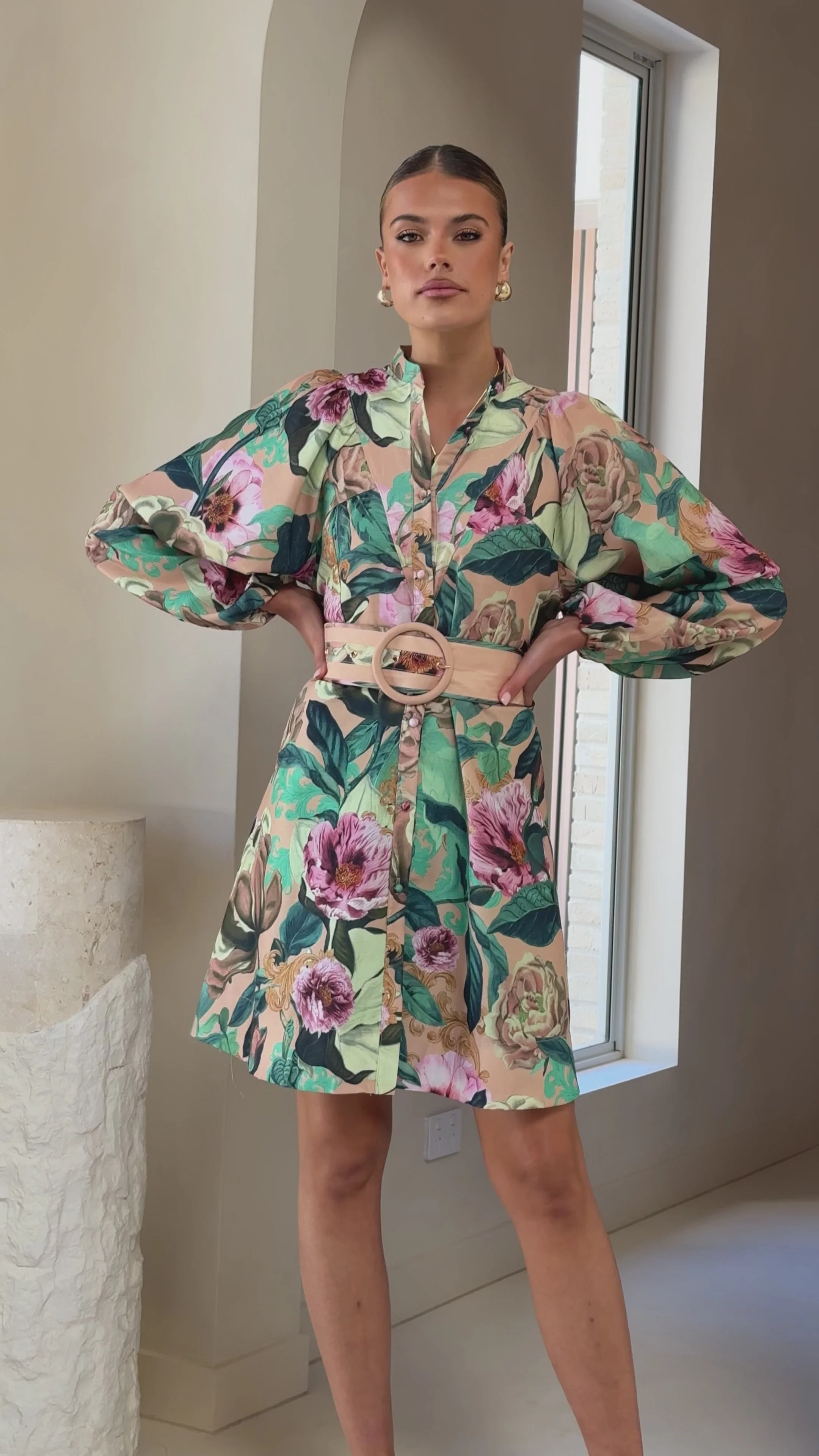 Katy Mini Dress - Mocha Rose