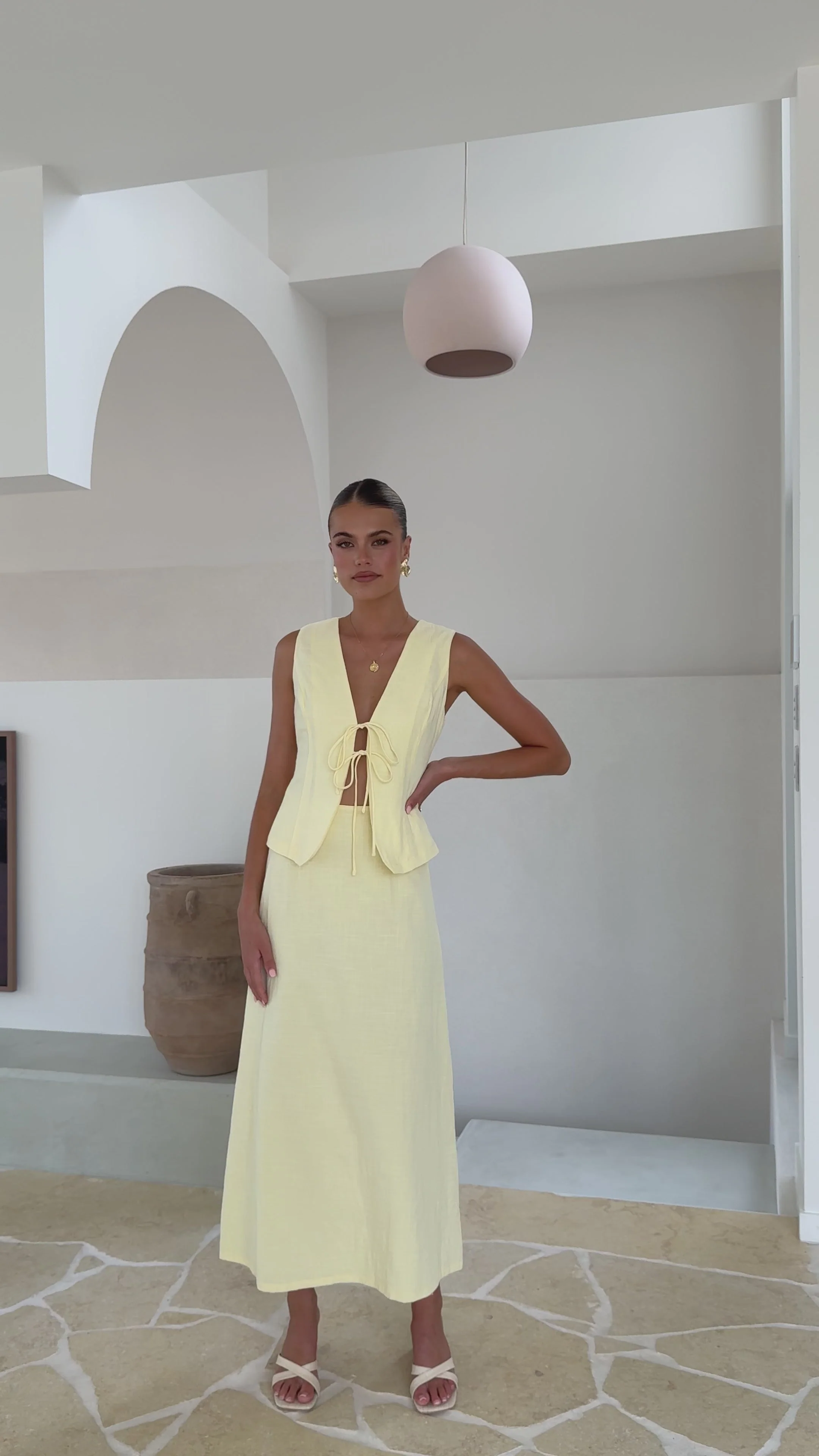 Daria Tie Front Top - Lemon