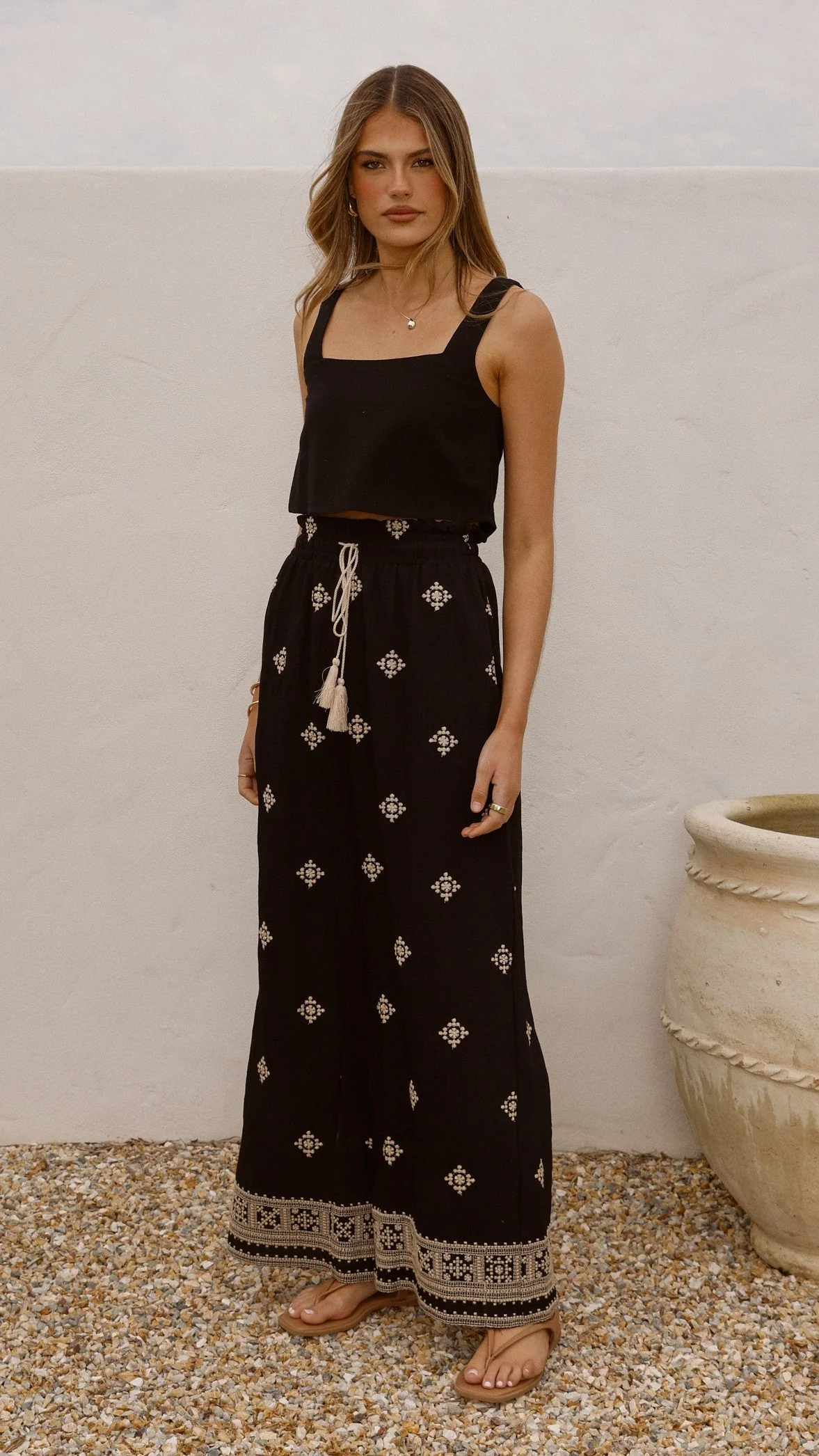 Deni Pants - Black/Beige