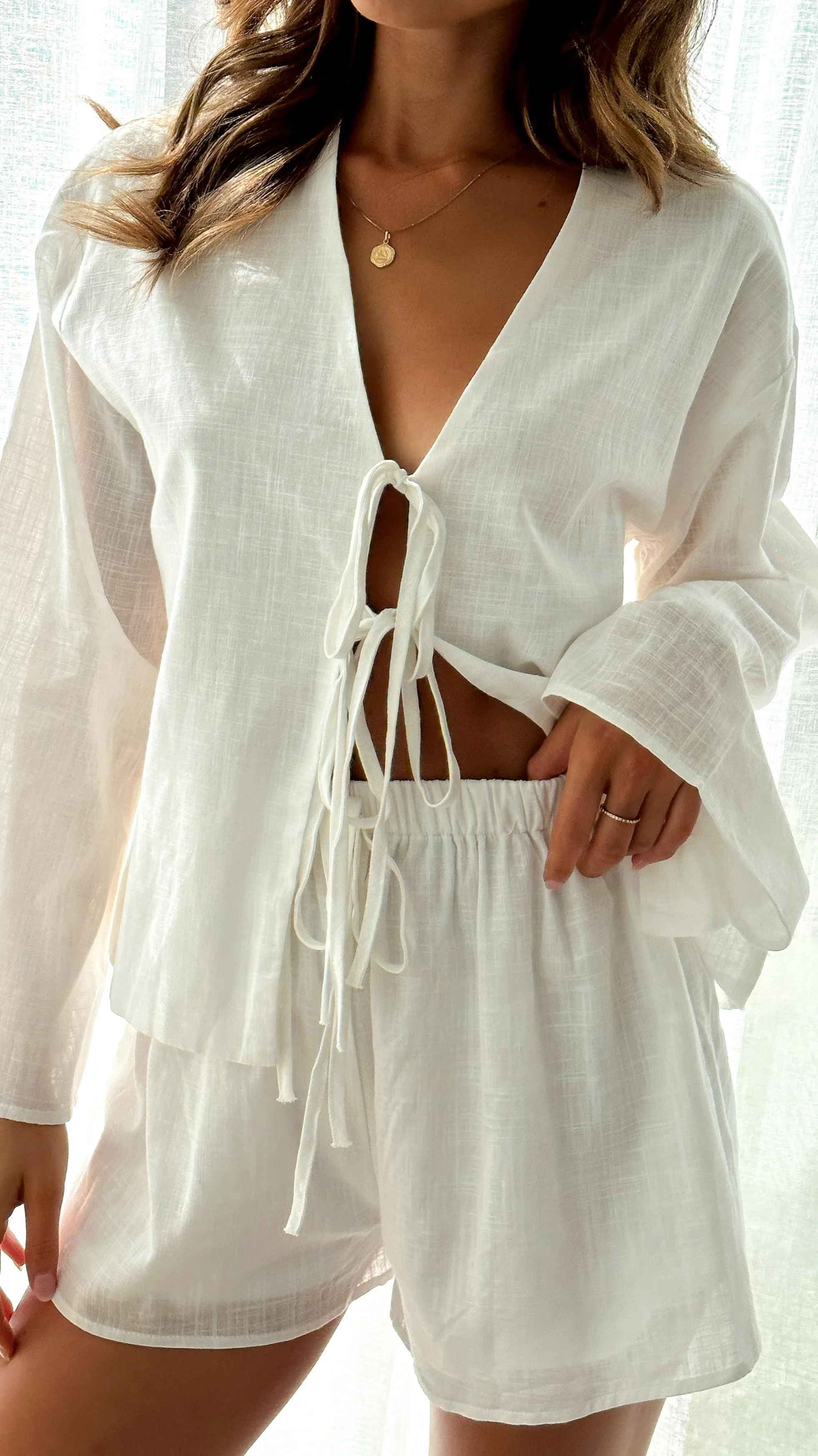 Iveena Top and Shorts Set - White