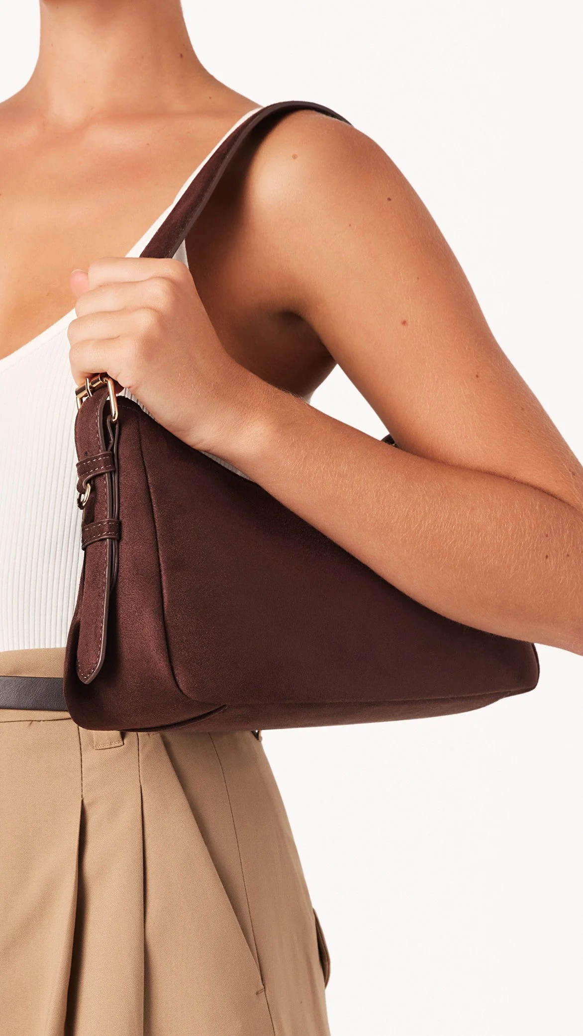 Allegra Shoulder Bag - Chocolate Suede