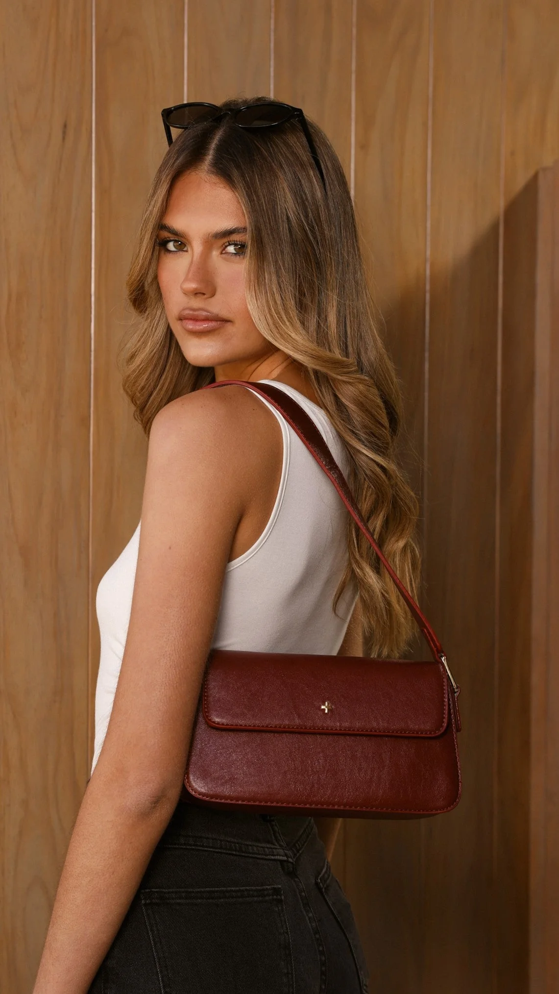 Jocelyn Shoulder Bag - Burgundy PU