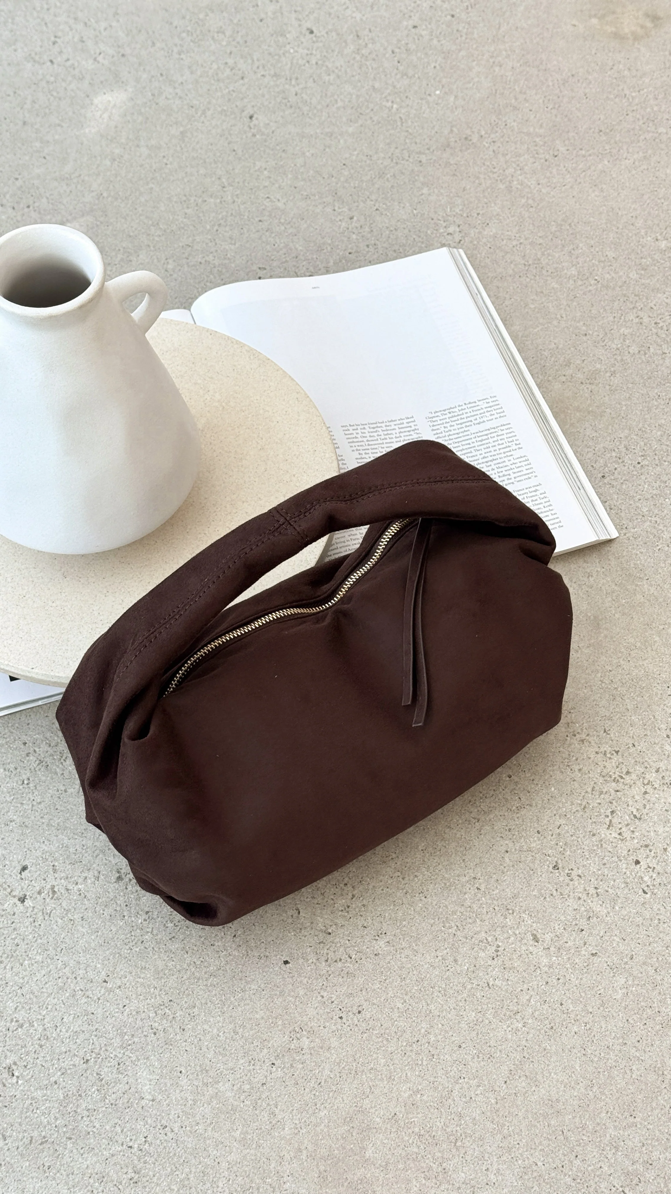 Renee Shoulder Bag - Chocolate Suede